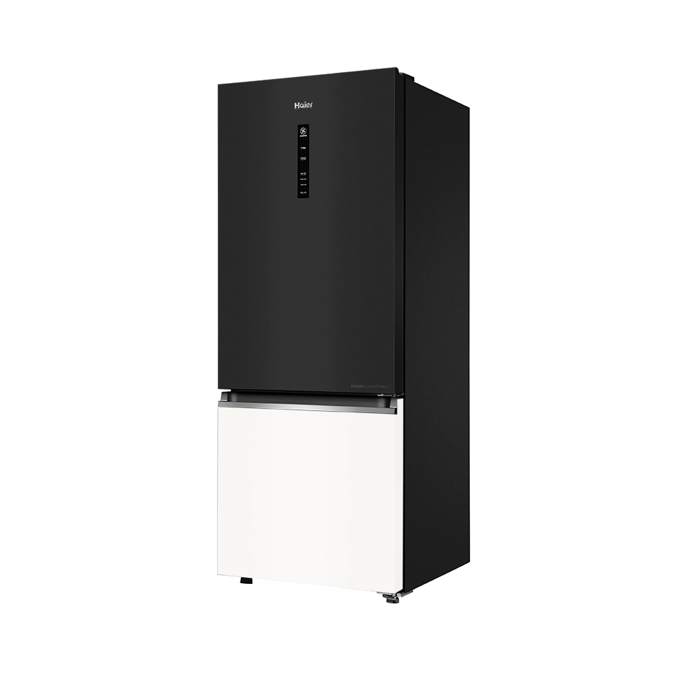 Haier Vogue Series 325L ,Black white Glass  Finish 14 in 1 Convertible  Bottom Mounted Frost Free Refrigerator HRB-3752KWG-P